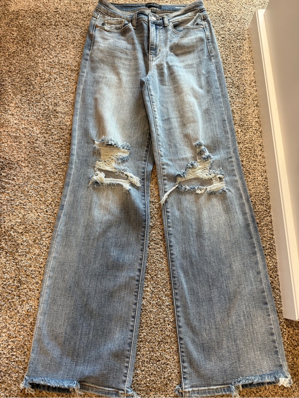 Judy Blue Light Blue Distressed Straight Leg Jeans